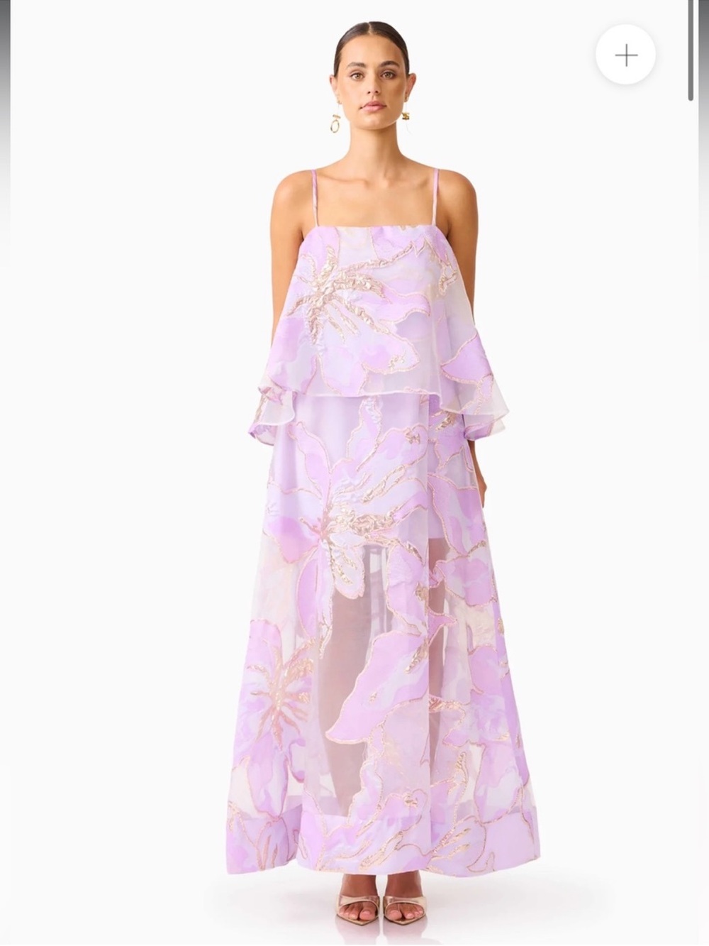 elliatt elysia purple & gold floral flared tiered maxi gown dress size XXL NEW